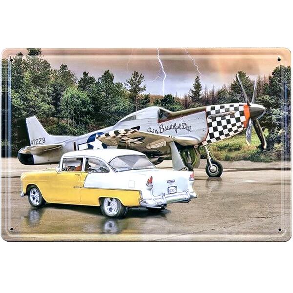 アンティークメタルプレート S MUSTANG P-51【アメリカン雑貨・インテリア・ブリキ看板】【追跡可能メール便発送】