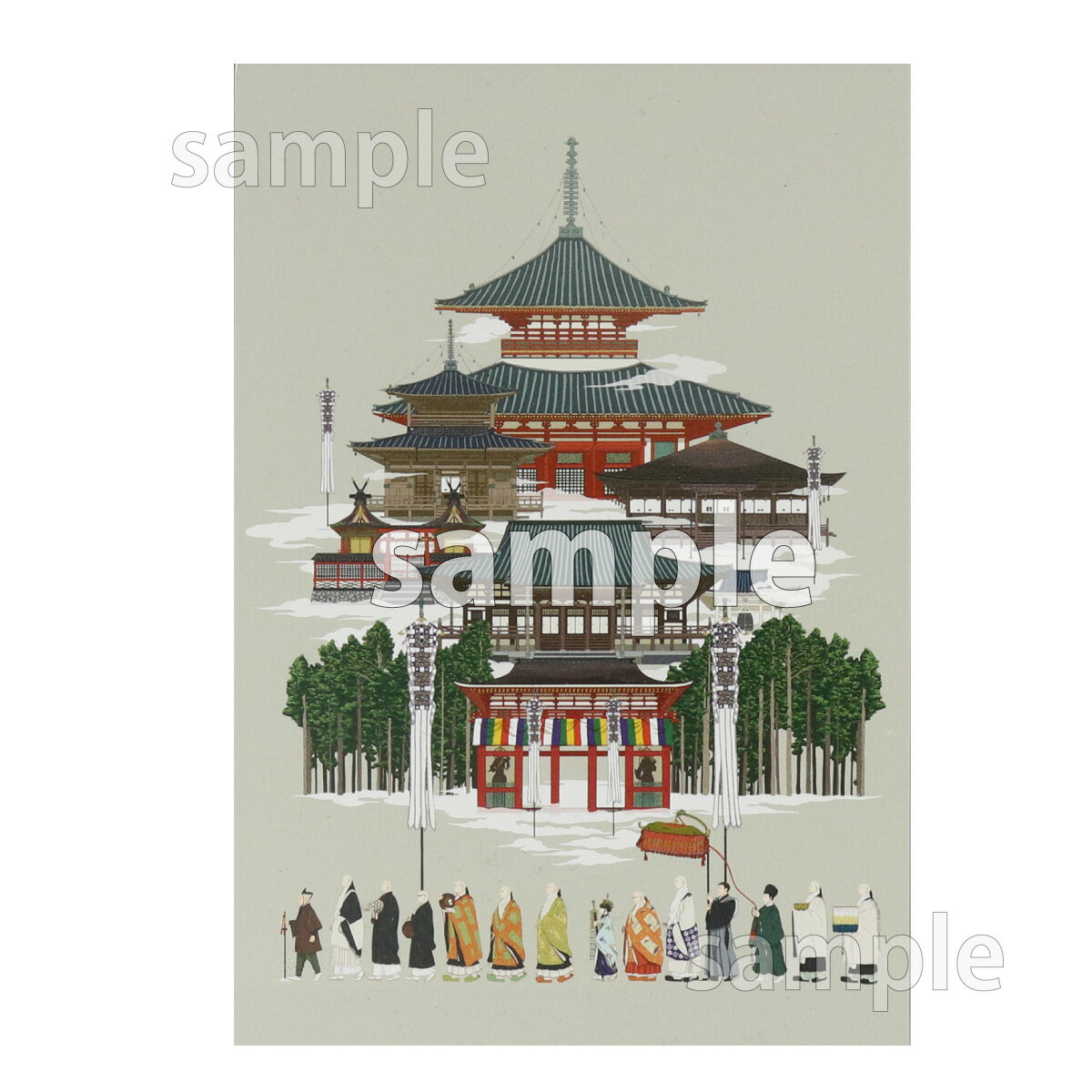 絵はがき ハガキ 伽藍 グレー 宮城めぐみデザイン 5枚セット 送料込み (※送料無料はメール便のみ)