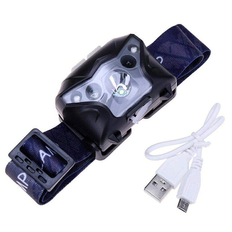 USB充電式ヘッドライト 5W 明るさ160ルーメン 照射距離300m 小型 軽量 動体スイッチ 赤色警告灯付 角度調節可 USBHLED5W通販格安セール情報 楽天 通販