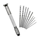 ピンバイス+ドリル刃10本セット 0.8〜3.0mm 精密ハンドドリル ステンレス製 ドリル刃交換式 キーレスチャック 手動ドリル クラフトツールセット 精密穿...