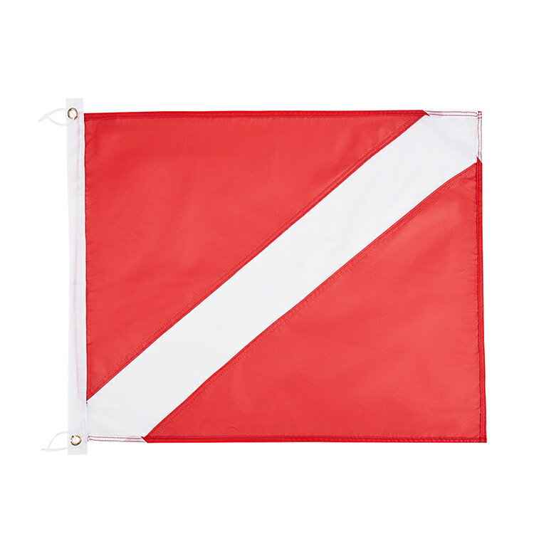 ボートフラッグ ダイビングフラッグ スキューバダイバー旗 信号旗 62cm×50cm 穴開け式 赤白 ...