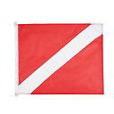 ボートフラッグ ダイビングフラッグ スキューバダイバー旗 信号旗 62cm×50cm 穴開け式 赤白 MOT-BOTFLG5062