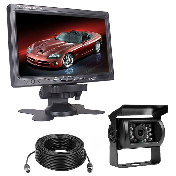 24V対応バックカメラ、モニターセット HD画質 SHARP CCDレンズ搭載 暗視対応カメラ 7インチモニター＋バックカメラ＋20M映像ケーブル OMT70SET-PRO