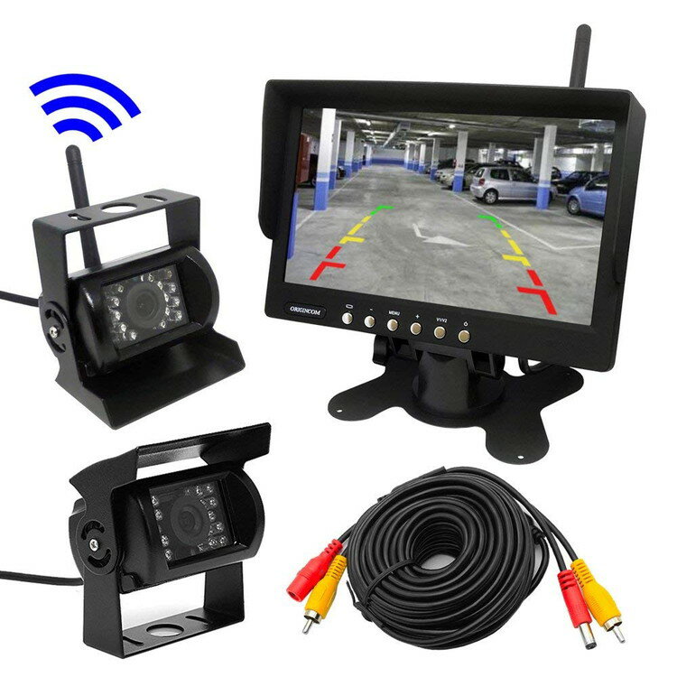 ワイヤレスバックカメラセット 赤外線暗視機能 ワイヤレスで大型車でも楽々接続 広角120度レンズ 高解像度7インチモニター OMT76SETPRO