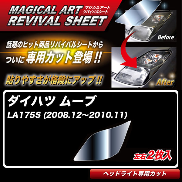 【6/20〜21！P5倍以上】ムーブ LA175S (2008.12〜2010.11) 車種別専用カット ヘッドライト用 透明感を復元 マジカルアートリバイバルシート MRSHD-D01 ハセプロ ※一部P5倍対象外あり