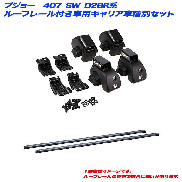 プジョー 407 SW D2BR系 H17.6～H23.7 ルーフレール付車用 キャリア車種別セット INAR + INB117BK INNO/イノー
