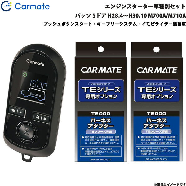 パッソ 5ドア H28.4～H30.10 M700A/M710A エンジンスターター セット 車種別 TE-W80PSB + TE160 + TE404 カーメイト