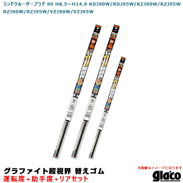 ランドクルーザープラド 90 H8.5～H14.9 90/95系 運転席+助手席+リア ガラコワイパー 超視界 替えゴム 車種別セット ソフト99