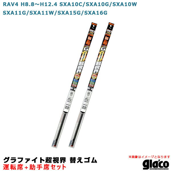 RAV4 H8.8〜H12.4 10/11/15/16系 運転席+助手席 ガラコワイパー グラファイト超視界 替えゴム 車種別セット ソフト99