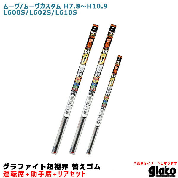 【P最大29倍！6/24-25限定】ムーヴ/ムーヴカスタム H7.8〜H10.9 L600S/L602S/L610S 運転席+助手席+リア ガラコワイパー 超視界 替えゴム 車種別セット ソフト99 ※一部除外あり