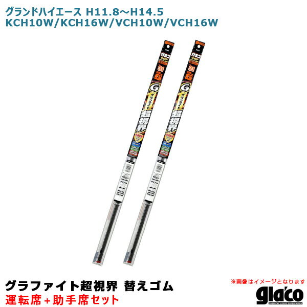 グランドハイエース H11.8～H14.5 KCH10W/KCH16W/VCH10W/VCH16W 運転席+助手席 ガラコワイパー 超視界 替えゴム 車種別セット ソフト99