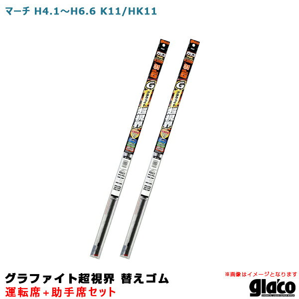 マーチ H4.1〜H6.6 K11/HK11 運転席+助手席 ガラコワイパー グラファイト超視界 替えゴム 車種別セット ソフト99