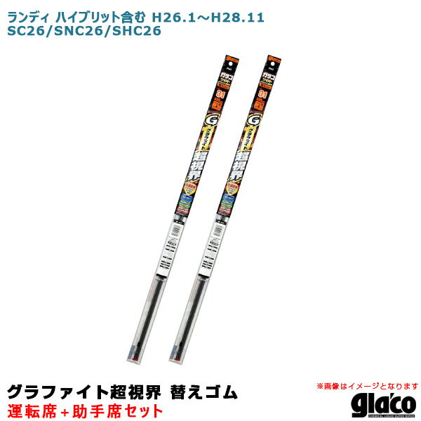 ランディ ハイブリット含む H26.1〜H28.11 SC26/SNC26/SHC26 運転席+助手席 ガラコワイパー 超視界 替えゴム 車種別セット ソフト99