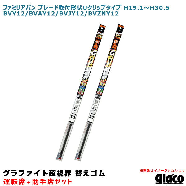 ファミリアバン ブレード取付形状Uクリップ H19.1～ 12系 運転席+助手席 ガラコワイパー 超視界 替えゴム 車種別セット ソフト99