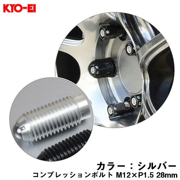 【補充用パーツ】 28mm キックス 貫通ナットロングタイプ専用 コンプレッションボルト 1個 M12×P1.5 シルバー ZCB1S KYO-EI