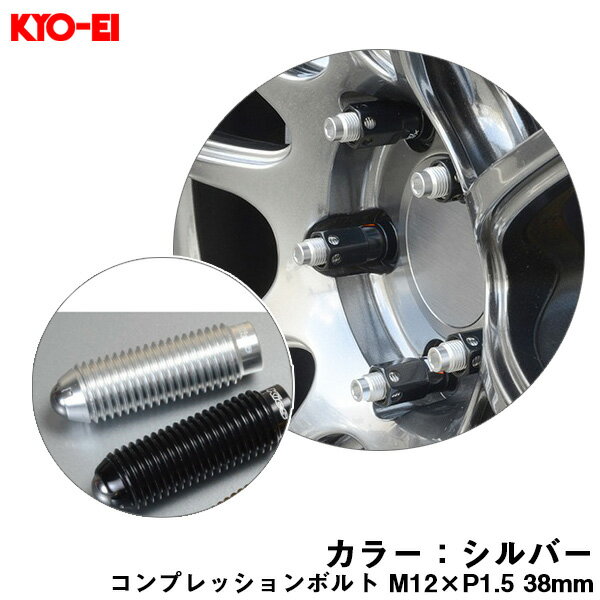 【補充用パーツ】 38mm キックス 貫通ナットロングタイプ専用 コンプレッションボルト 1個 M12×P1.5 シルバー ZCB1LS KYO-EI