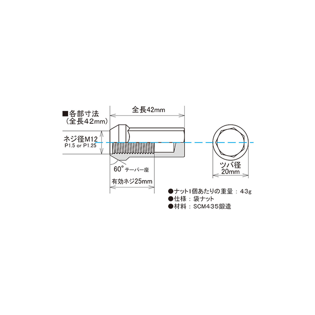 M12��P1.25 ��Ĺ42mm 60��ơ��ѡ��� ���佼�ѡ��ġ� �˸¡��ޥ����� 1�� �֥�å� Z713242 KYO-EI/���ʻ���