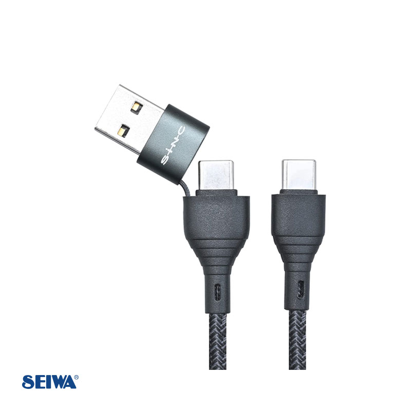 Type-C/Type-C A変換付 1.2m スマホ・タブレット等に 変換USBケーブルC/AtoC 転送可能ケーブル D611 セイワ/SEIWA