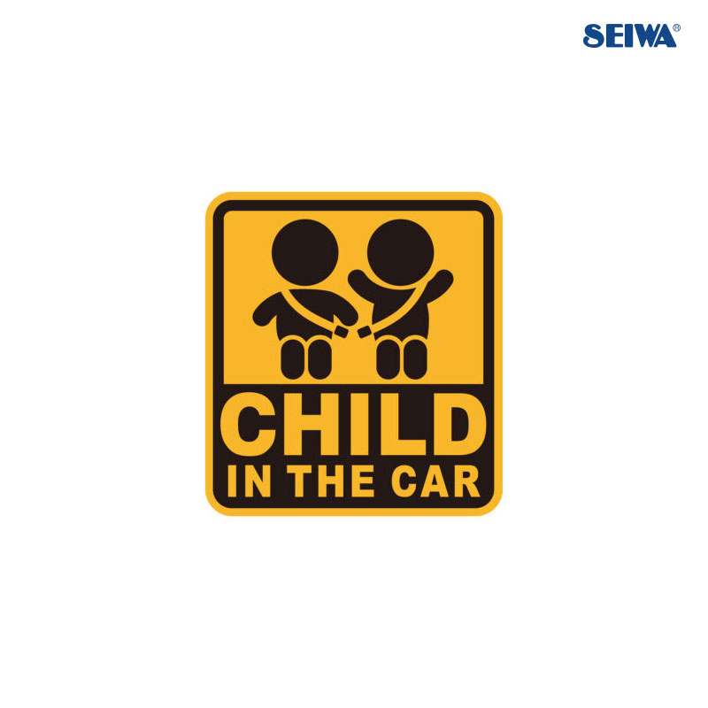 外貼り/内貼り兼用 繰り返し使える 後続車に呼びかける セーフティーサイン CHILD IN THE CAR 子供乗ってます WA121 セイワ