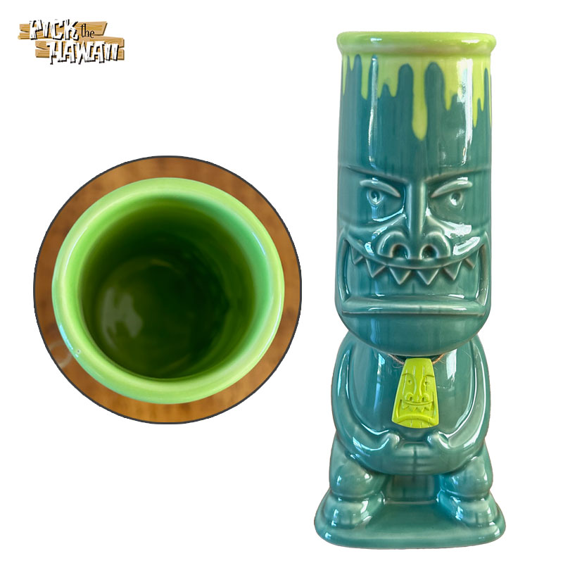 2006年製 ハワイ直輸入 H約20cm SHAG TIKI タンブラー グリーン 陶器製 レトロ ハワイアン インテリア PickTheHawaii ARS-010-GR