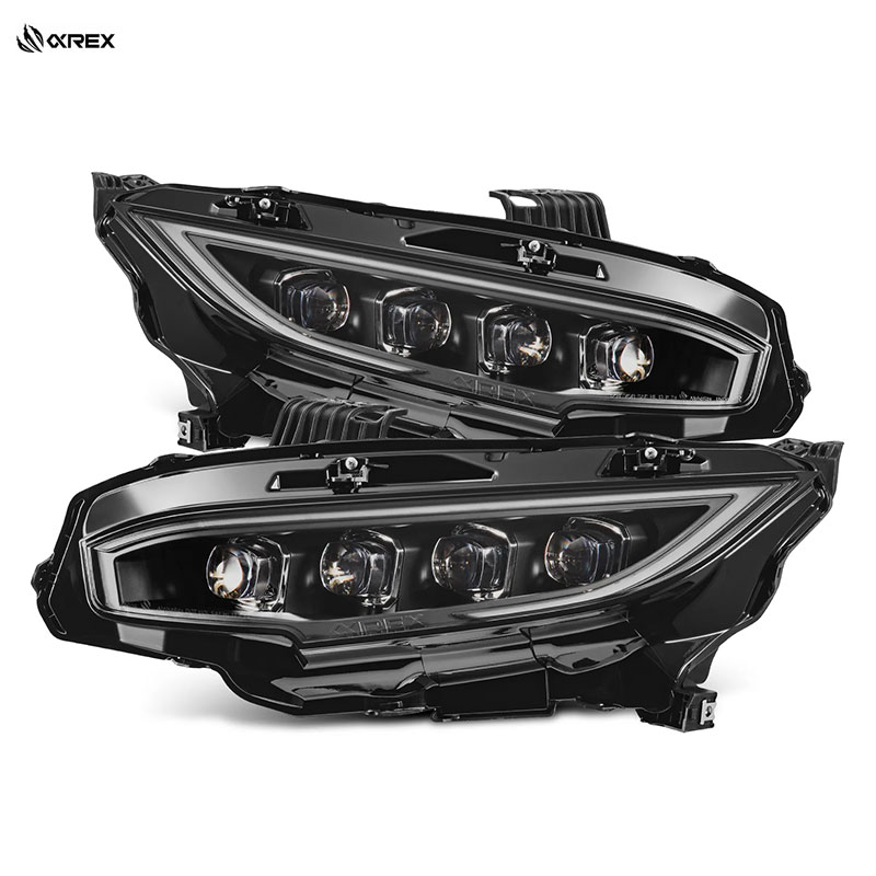 ホンダ シビック FK7?/?TYPE-R FK8 H29.7〜R3.7 ライトブラック NOVAシリーズ LED スポライトヘッド ALPHAREX AHL-HC16-AR-N-LB