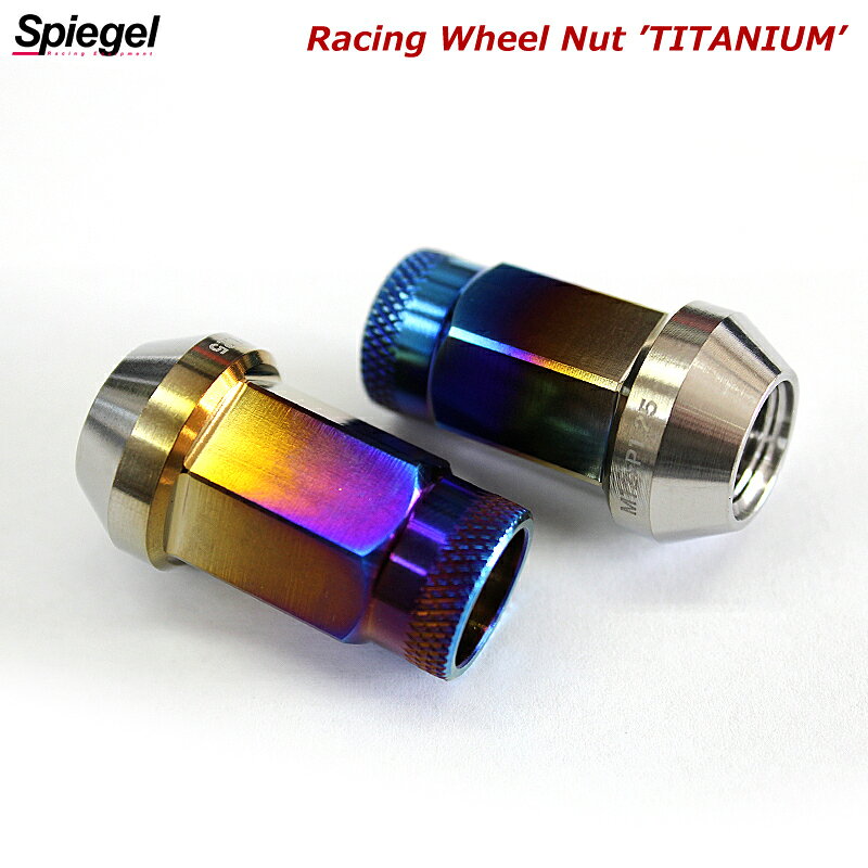 Spiegel レーシング ホイールナット チタン マツダ デミオ 15MB チタンナット 貫通タイプ M12 P1.5 38mm 16個セット SPNUT-M1215-029