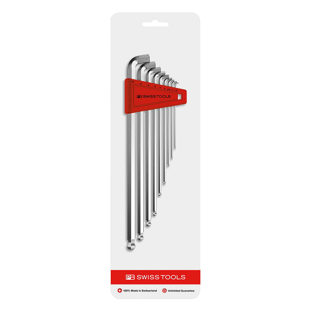 ショートヘッドボール付六角棒レンチセット (パック入り) 2212LH-10CN PB SWISS TOOLS(ピービースイスツールズ)
