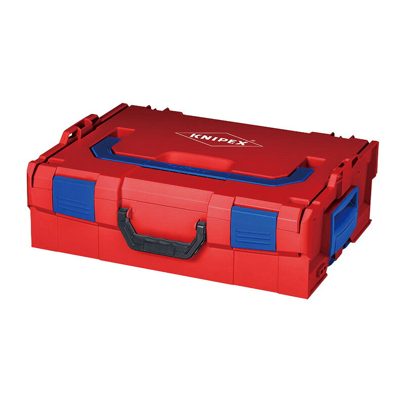 メーカー名：KNIPEX(クニペックス)品番：002119LBLE商品名：ツールボックス●最大荷重(kg)：25●外寸(mm)：W442×H151×D357●内寸(mm)：W375×H107×D311●衝撃や衝突に耐える ABS プラスチック製の頑丈なボックス。●防滴。●複数のボックスを確実に連結できます。●内部をフレキシブルに分割可能。●ハンドルは、場所を取らずに蓋の窪みに収納できます。●人間工学に基づいたハンドル形状と追加の側面の凹部が、フレキシブルで快適な使い心地を提供します。