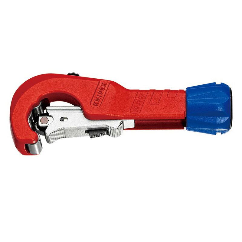 メーカー名：KNIPEX(クニペックス)品番：9031-02SB商品名：パイプカッター チュービックス (台紙付き)●ボディ材質：マグネシウム含有強化金属●切断刃材質：高品質ボールベアリング鋼●切断可能範囲(φmm)：6-35●全長(mm)：260●質量(g)：375●替刃品番：9039-02V01●バリ取り部品品番：9039-02V02●スプリング内蔵の切断ホイールは片手で簡単にスライド調節してパイプにセットできるクイックロック構造。●切断刃とガイドローラーにニードルベアリングを内蔵し切断が楽です。●バリ取りツール内蔵●最大2mm厚の銅、真鍮、ステンレス鋼のパイプの切断用。【付属品】替刃1枚