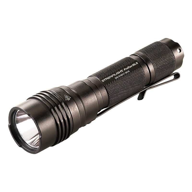 メーカー名：STREAMLIGHT(ストリームライト)品番：88064商品名：プロタックHL-X CR123A●明るさ(ルーメン)：1000(High)、400(Mid)、65(Low)●連続点灯時間(18650)：1時間30分(High)、3時間30分(Mid)、23時間(Low)、3時間15分(Strobe)●連続点灯時間(CR123A)：1時間15分(High)、3時間(Mid)、20時間(Low)、2時間30分(Strobe)●照射距離(m)：330(High) 、200(Mid) 、80(Low)●電池：リチウム電池CR123A（2本）またはリチウムイオンバッテリー18650●全長(cm)：13.8●重量(g)：162(CR123A) 176(18650)●防水規格：IPX7●本体材質：航空機グレード合金●カラー：ブラック●明るさ(ルーメン)：1000(High)、400(Medium)、65(Low)●連続点灯時間/SL-B26：1.5時間(High)、3.5時間(Medium)、23時間(Low)、3.25時間(ストロボ)●連続点灯時間/CR123A：1.25時間(High)、3時間(Medium)、20時間(Low)、2.5時間(ストロボ)●最大照射距離(m)：330●電池：リチウム電池CR123A（2本）またはリチウムイオンバッテリーSL-B26●全長(mm)：138●ヘッド径(mm)：37●ボディ径(mm)：26●重量(g)：162(CR123A)、 176(SL-B26)●防水・防塵規格：IP68●2m落下テストクリア●本体材質：航空機グレード合金●カラー：ブラック●リチウム電池CR123Aまたはリチウムイオンバッテリー18650が使用可能です。●TEN-TAP 3種類のモードが選べます。（high/strobe/low、high only、 low/medium/high）。●転がり防止ヘッドデザイン。●ガラスレンズ。●付属品：リチウム電池CR123A×2、ナイロンホルスター