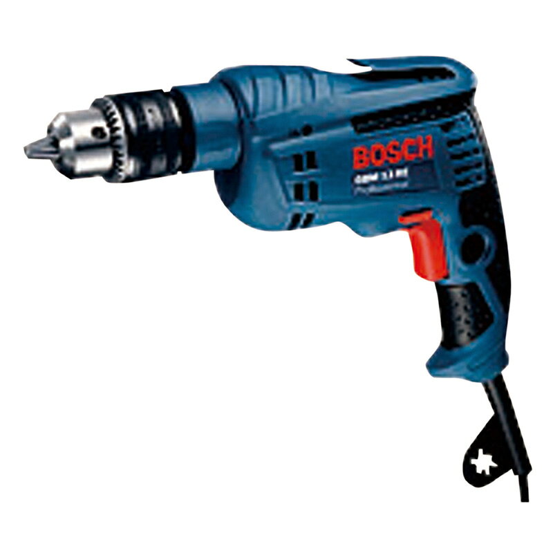メーカー名：BOSCH（ボッシュ）品番：GBM13RE商品名：電気ドリル●能力：鉄工(mmφ)：13●能力：木工(mmφ)：30●電源(V)：100(50-60Hz)●消費電力(W)：600●回転数(min-1)：0-2600(回転/分)●チャック把握範囲(mmφ)：1.5-13●質量(kg)：1.65●コード(m)：2.5●最小スミヨセ寸法(mm)：28●サイズ(mm)：（H)189×（W)245●クラス最小コンパクトボディ●ハイパワー600Wモーター●抜群の耐久性●電子無段変速●正転・逆転機構※先端工具別売