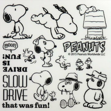 スヌーピー(PEANUTS)の転写ステッカー ブラック 150×150mm FUN SNOOPY/AXS/ア-クス:SNS-38