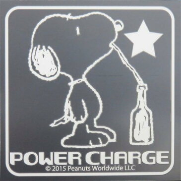 スヌーピー(PEANUTS)の転写ステッカー ホワイト 130×130mm POWER CHARGE/AXS/ア-クス:SNS-41