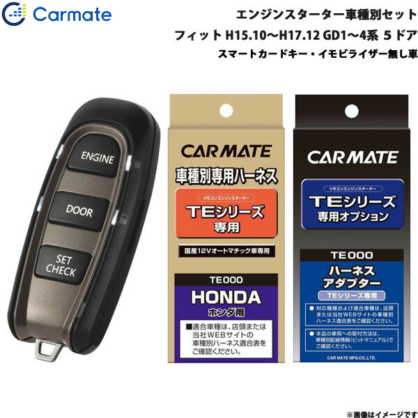 エンジンスターター セット 車種別 フィット 5ドア H15.10～H17.12 GD1～4系 カーメイト TE-W5200 + TE..