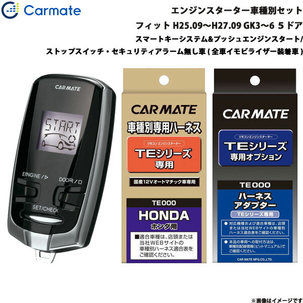 エンジンスターター セット 車種別 フィット 5ドア H25.09～H27.09 GK3～6 カーメイト TE-W7300 + TE11..