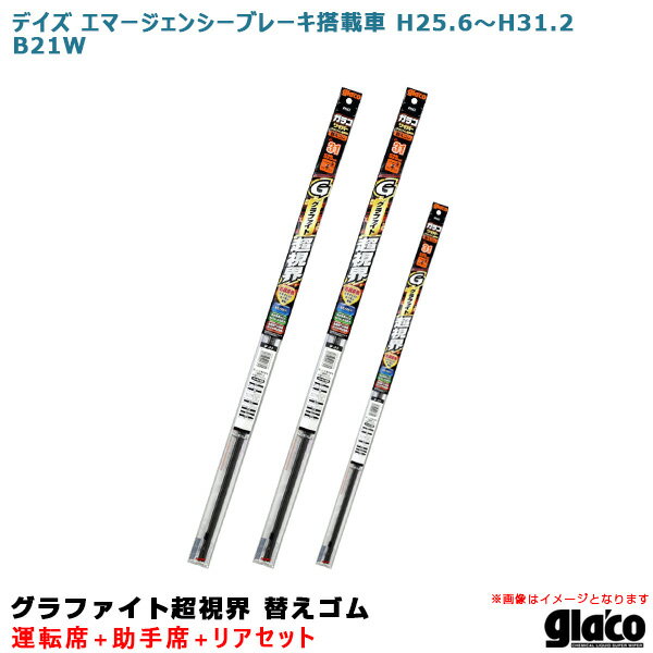 ガラコワイパー 超視界 替えゴム 車種別セット デイズ エマージェンシーブレーキ搭載車 H25/6～H31/2 B21W 運転席+助手席+リア ソフト99