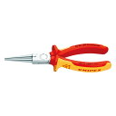 メーカー名：KNIPEX(クニペックス)品番：3036-160商品名：絶縁ロングノーズプライヤー 1000V●ヘッド仕上げ：クロムメッキ●ハンドル仕様：1000V絶縁(VDE絶縁テスト済み)●スタイル：丸口●つかみ面：フラット●口先の長さ(mm)：41.0●ジョイント部の幅(W3；mm)：16.5●ジョイント部の厚さ(mm)：9.5●口先先端の幅(W4；mm)：5●口先先端の厚さ(T2；mm)：2.5●全長(mm)：160●質量(g)：141●入念な焼入れ処理が施されたカッター部の硬度は約HRC61。●材質はオイル焼き入れ焼き戻し処理済みのバナジウム電気鋼。●鍛造により大変頑丈です。●DIN EN/IEC60900基準に適合。●二種類の素材から成る1000V絶縁ハンドルは赤と黄のツートンカラーを採用することで、非絶縁ツールとの差別化を図っています。●高負荷に耐え、耐摩耗性にも優れています。●多様なアゴ形状。