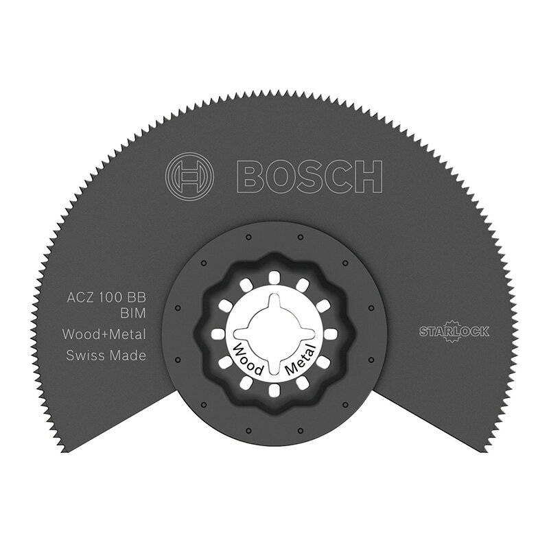 メーカー名：BOSCH（ボッシュ）品番：ACZ100BBN商品名：カットソーブレードスターロック●刃幅(mm)：100●材質：バイメタル●原産国：スイス●入数：1個●質量(g)：37●サイズ(mm)：（H)72×（W)100×（D)6.7●最新のマルチツールアクセサリー。●ワンタッチ取付け。●電動工具本体のパワーを確実に伝達する3D形状採用。●豊富なアクセサリーであらゆる作業に対応。●他社機種にも使用可能。●使用用途が色別で仕分けされているので欲しいブレードが一目でわかる。●木材&金属用●木材きわ切り、深切り、釘、銅管切断●適用機種：ボッシュ、マキタ、日立OISマルチツール、ボッシュスターロックシステム全機種