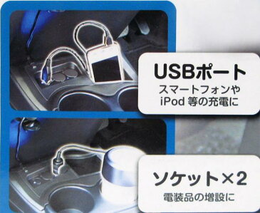 槌屋ヤック/YAC NHP10系アクア AQUA専用 フロントコンソール電源BOX USBポート SY-A6/