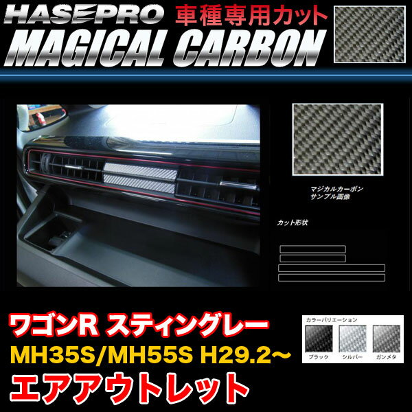 ハセプロ ワゴンR スティングレー MH35S/MH55S H29.2～ マジカルカーボン エアアウトレット カーボンシート ブラック ガンメタ シルバー