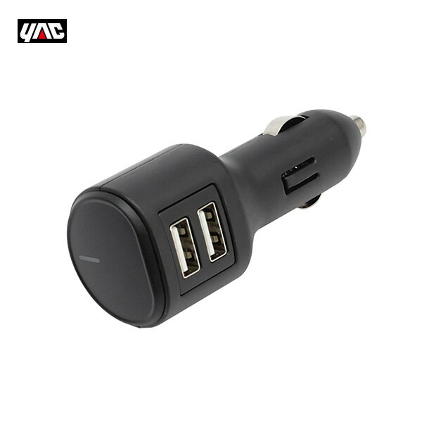 ヤック/YAC サイドポートUSB ダブル 電源ソケット 3A 5G対応 DC12V 2ポート 充電 スマホ LED ZE-43