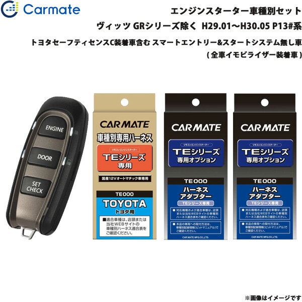 カーメイト エンジンスターター セット 車種別 ヴィッツ GR除く H29.01～H30.05 P13#系 TE-W5200 + TE105 + TE421 + TE202