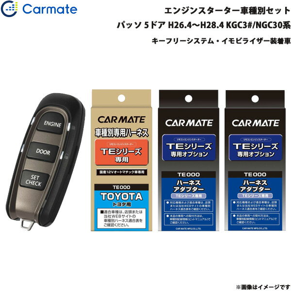 カーメイト エンジンスターター セット 車種別 パッソ 5ドア H26.4～H28.4 KGC3#/NGC30系 TE-W5200 + TE102 + TE423 + TE404