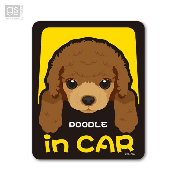 ゼネラル ペットステッカー POODLE in CAR プードル 犬が乗っています 車 愛犬 ドッグインカー シール デカール PET-080