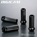 DIGICAM クロモリレーシングナット 貫通タイプ 4個 60mm M12×P1.5 スーパーロング ブラック デジキャン ケースペック CN6K6015BK-DC