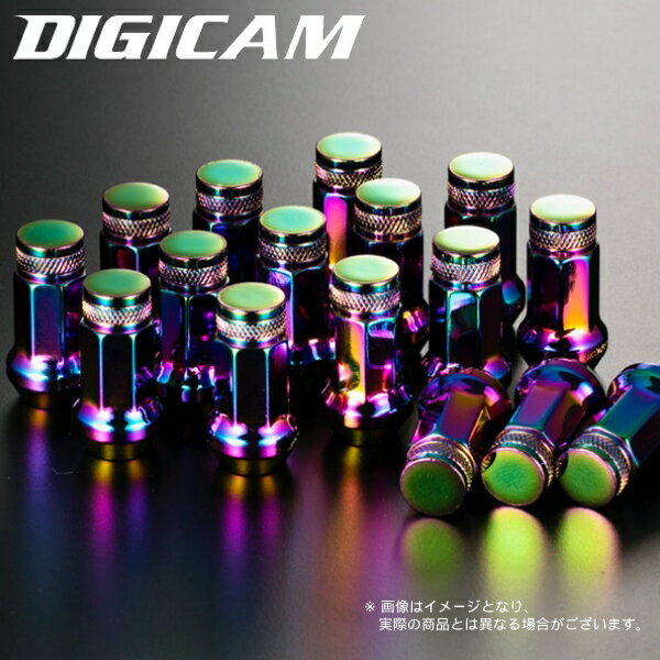 DIGICAM クロモリレーシングナット 7角袋 1個 45mm M12×P1.25 オーロラ　ローレット加工 デジキャン ケースペック CN7F4512AU-1