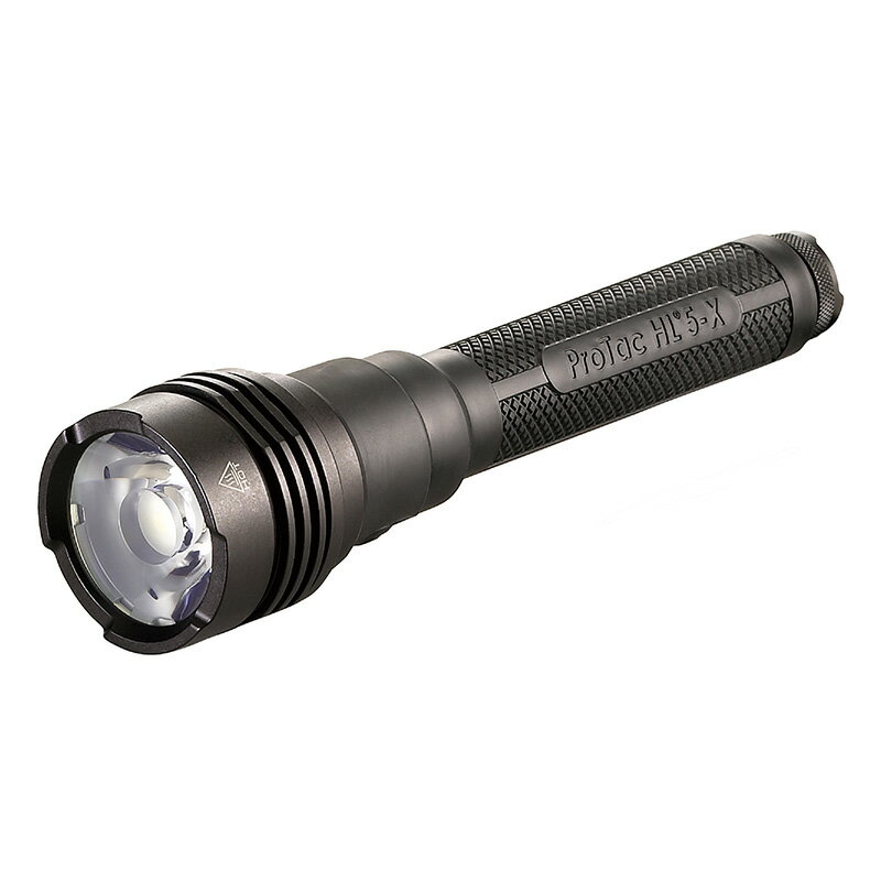 メーカー名：STREAMLIGHT(ストリームライト)品番：88074商品名：プロタックHL5-X CR123A●明るさ(ルーメン)：3500(High/18650)、2500（High/CR123A）、1000（Mid)、250(Low)●連続点灯時間/18650：1時間30分(High)、3時間（Mid)、11時間30分(Low)、1時間30分(Strobe)●連続点灯時間/CR123A：1時間15分(High)、2時間30分（Mid)、10時間30分(Low)、1時間15分(Strobe)●照射距離(m)：452(High/18650)、385（High/CR123A）、237（Mid)、120(Low)●電池：リチウム電池CR123A（4本）またはリチウムイオンバッテリー18650(2本）●全長(cm)：23.65●重量(g)：522(CR123A) 550(18650)●防水規格：IPX7●本体材質：航空機グレードアルミ合金●カラー：ブラック●明るさ(ルーメン)/SL-B26：3500(High)、1000(Medium)、250(Low)●明るさ(ルーメン)/CR123A：2500(High)、1000(Medium)、250(Low)●連続点灯時間/SL-B26：1.25時間(High)、3時間（Medium)、11.5時間(Low)、1.25時間(ストロボ)●連続点灯時間/CR123A：1.5時間(High)、2.5時間(Medium)、10.5時間(Low)、1.5時間(ストロボ)●最大照射距離(m)：452●電池：リチウム電池CR123A（4本）またはリチウムイオンバッテリーSL-B26(2本）●全長(mm)：237●重量(g)：522(CR123A) 、550(18650)●防水規格：IPX7●本体材質：航空機グレードアルミ合金●カラー：ブラック●リチウム電池CR123A（4本）またはリチウムイオンバッテリー18650(2本）が使用可能です。●TEN-TAP 3種類のモードが選べます。(high/strobe/low、high only、low/medium/high）。●転がり防止ヘッドデザイン。●ガラスレンズ。●ゴム製のグリップで、確実なグリップ。●付属品：リチウムイオン電池CR123A×4※画像は代表画像(88080)です。