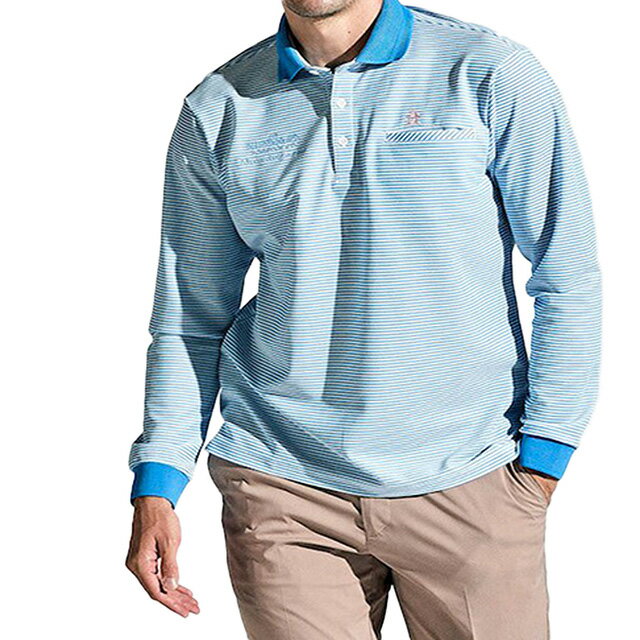 25%OFF セール LL 3L マンシングウェア メンズ ポロシャツ 長袖 ゴルフウエア おしゃれ ボーダー MGMXJB05