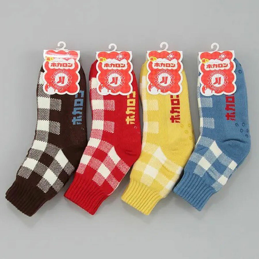 ホカロン クルー丈 2重編み 裏ボア ギンガムチェック 靴下 防寒 ルームソックス 暖かい 23-25cmのサムネイル