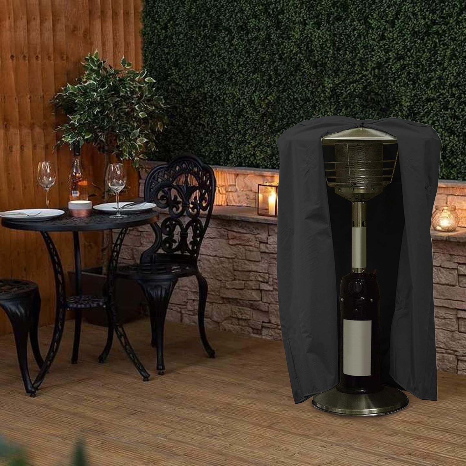 屋外用ヒーターカバー 保温カバー - 防錆防水 縦開きファスナー設計 全面保護カバー テーブル ガーデン..